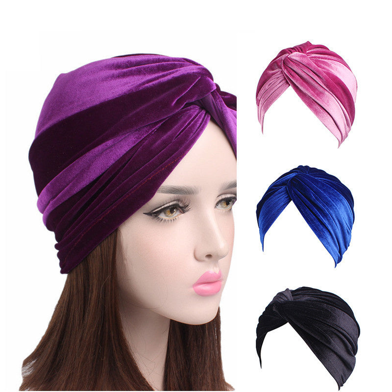 Autumn Winter Velvet Stretch Bandana Hat 4957a1d8 01ca 4a6a bfcc fbf0cead0e04