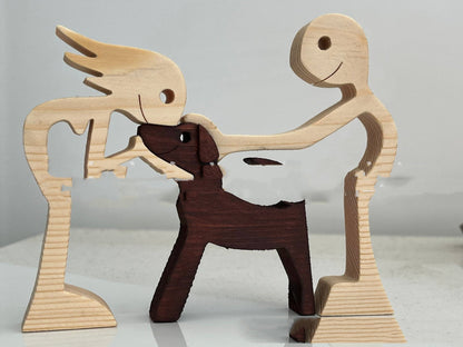 DIY Figurine Wood Dog Ornament Sculpture Home Decoration A Man A Dog Wood Sculpture Christmas Gifts Model Decor 49780763 ad2f