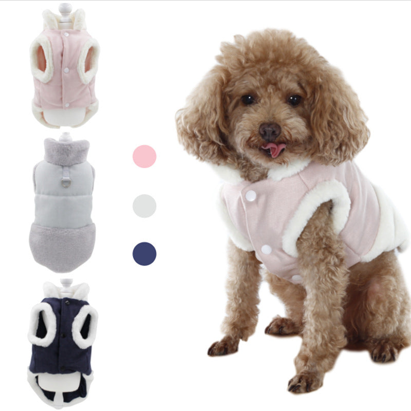 Pet Clothes Plush Warm Dog Vest Vest Style Dog Clothes Fur Collar Pet 498629503020