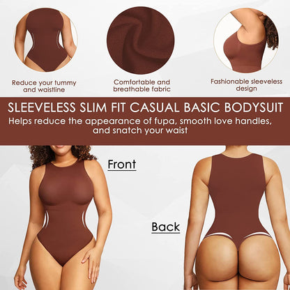 Belly Contraction Body Shaper Solid Color Round Neck Jumpsuit 49be69bb c453 4994 80db 7917d89546bf