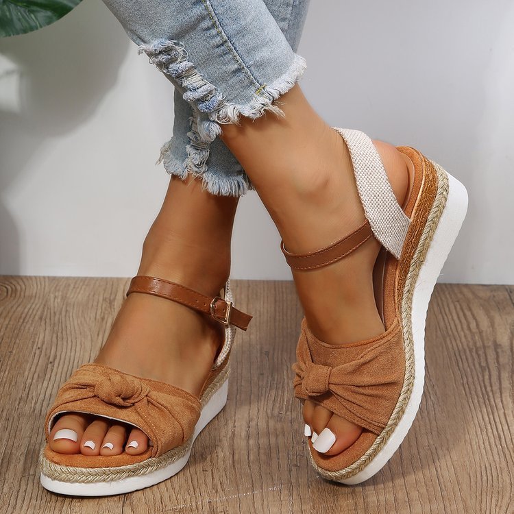 New Sandals Women's Bow Rope Bottom Lightweight Casual Women's Shoes Peep Toe Platform Sandals 49c56072 2dc9 4646 8d92 755136