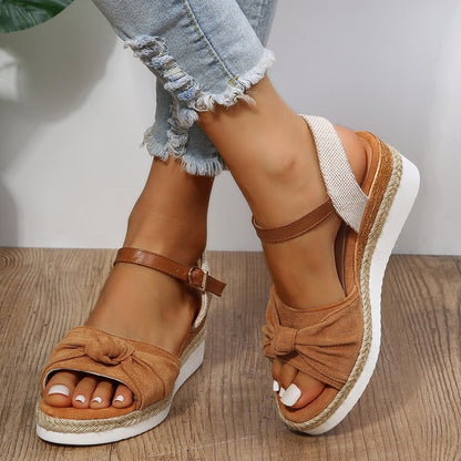 New Sandals Women's Bow Rope Bottom Lightweight Casual Women's Shoes Peep Toe Platform Sandals 49c56072 2dc9 4646 8d92 755136