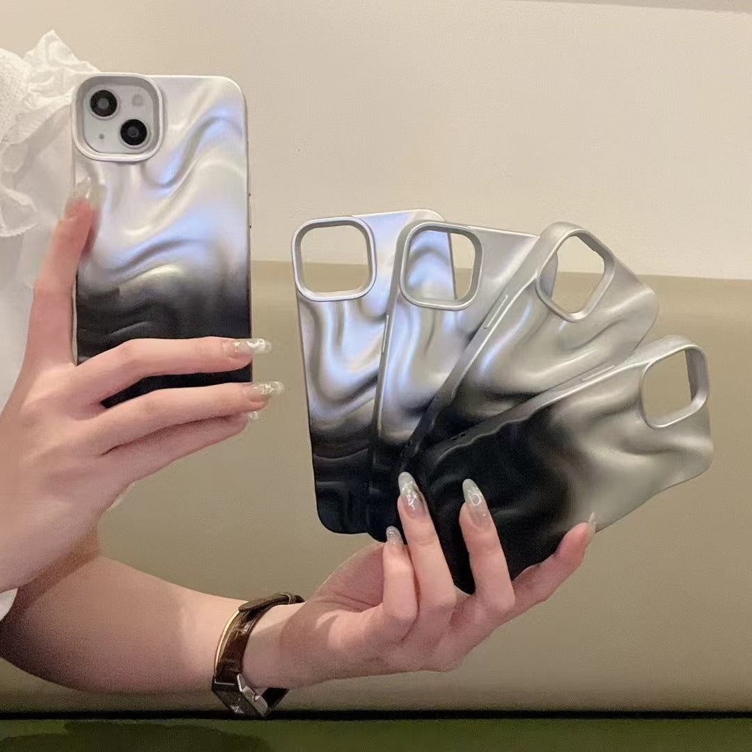 Simple Silver Black Water Ripple Three-dimensional Phone Case - 图片 4