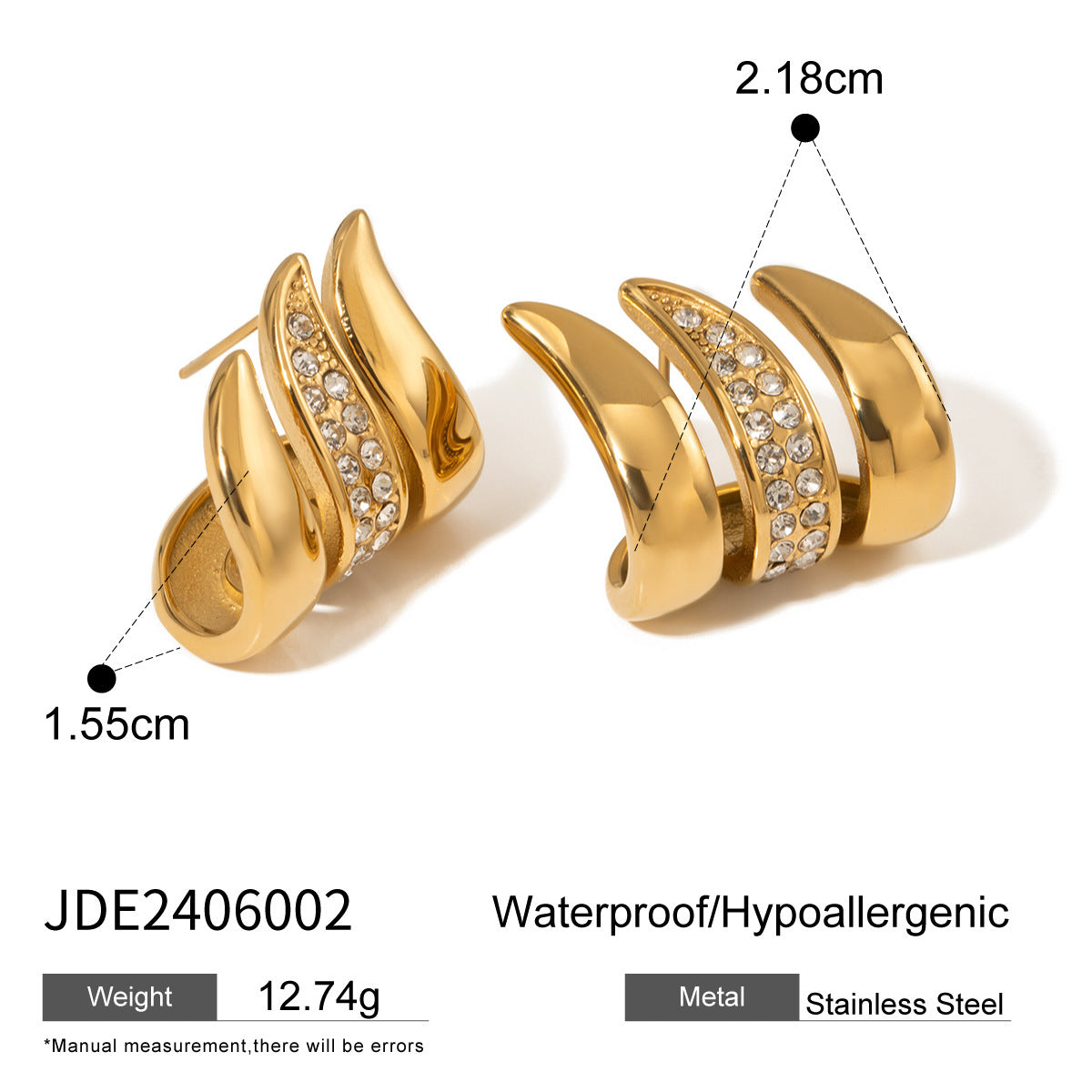 Niche High-grade Stainless Steel Rhinestone Feather Earrings 49d9ae62 c1d4 42b6 850b bfd566a33742