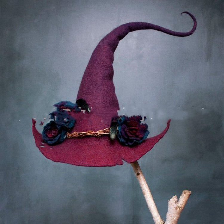 Women Modern Witch Hat Costume Pointed Wool Felt Halloween Party Hats Witch Hat Warm Autumn Winter  Cosplay Props 49ea4d68 99