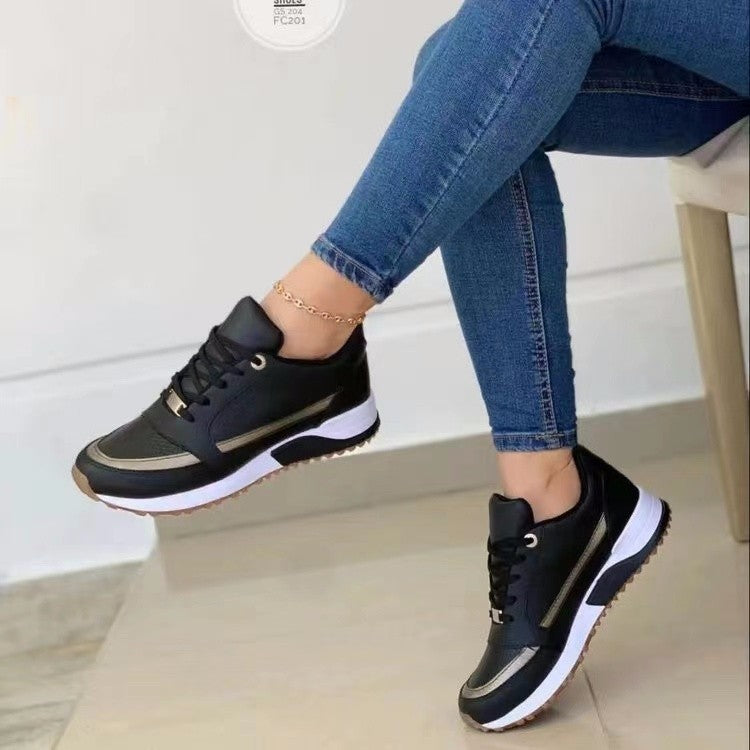 Casual Lace-up Flat Shoes Women Shallow Round Toe Sports Walking Sneakers 49f1d2c8 5035 4797 92d1 a55bf872fc9e