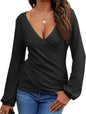 Women's Long Sleeve Wrap Top Casual Waffle 49f69468 2583 4900 8e27 89a0c5ba092f