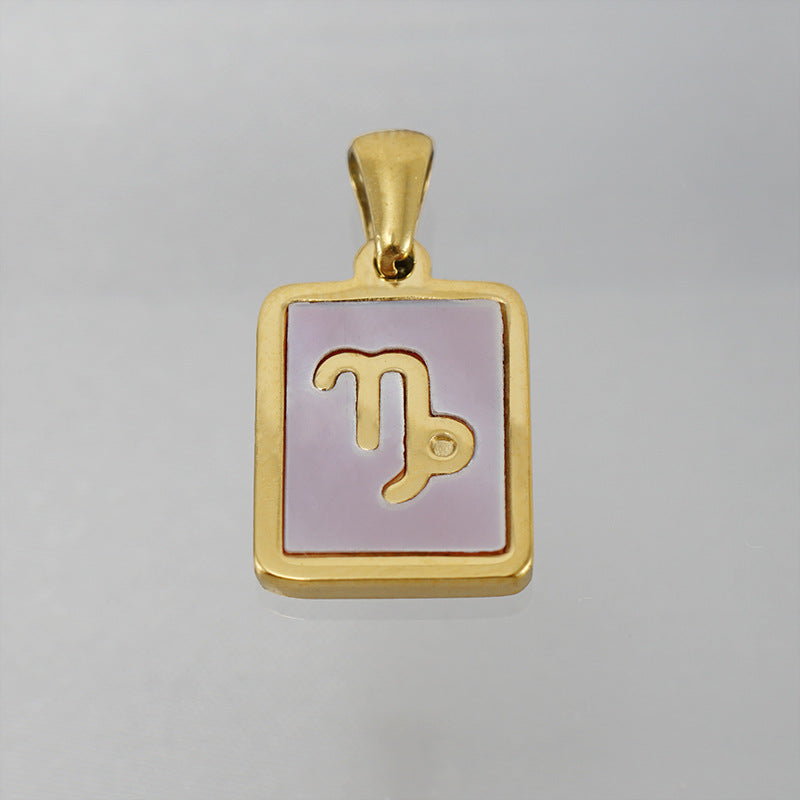 Stainless Steel Square Shell Zodiac Necklace 49fe5764 4e51 4ad2 9034 640f7ccdce01