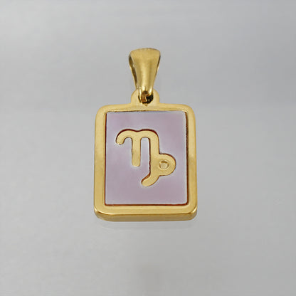 Stainless Steel Square Shell Zodiac Necklace 49fe5764 4e51 4ad2 9034 640f7ccdce01