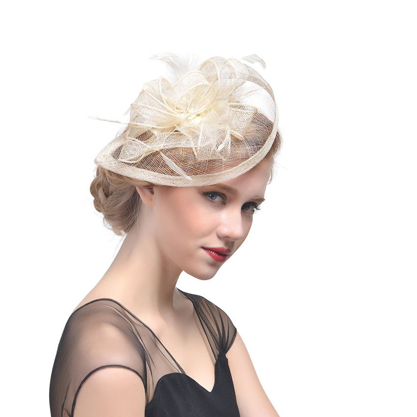 Hemp Yarn Banquet Net Top Hat Bridal Feather Hairpin 4a2e28be 5fde 47ac 8cdc 4c607bf49c07