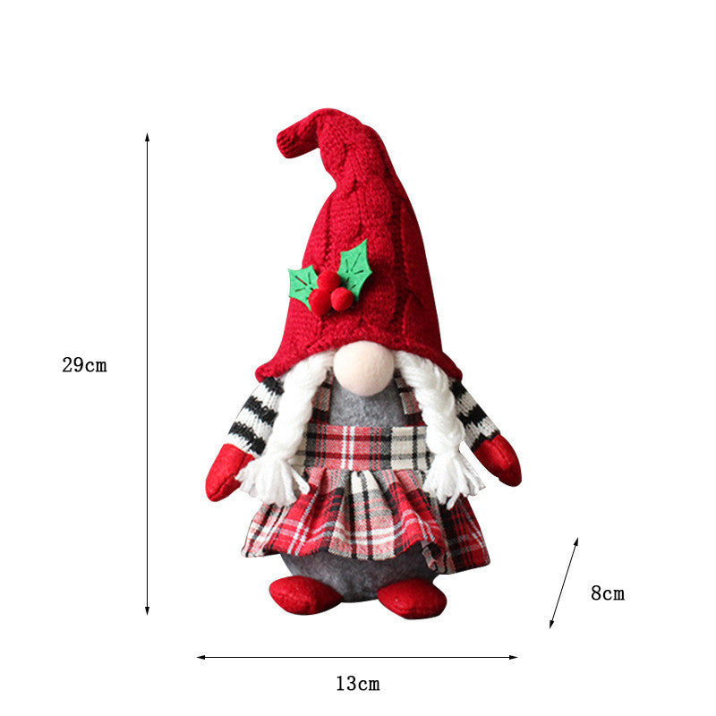 Cute Braids Faceless Plaid Hooded Forest Old Man Doll Home Plush Desktop Decoration 4a3982a6 2c19 4c2b 9961 7fa727d0f861