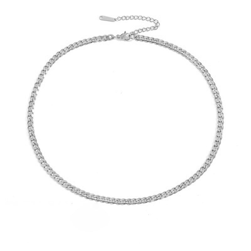 Stainless Steel Necklace 14K Gold Plated Cuban Chain Clavicle Chain 4a56eefd 356d 4d18 8382 a6cf60e26ae3
