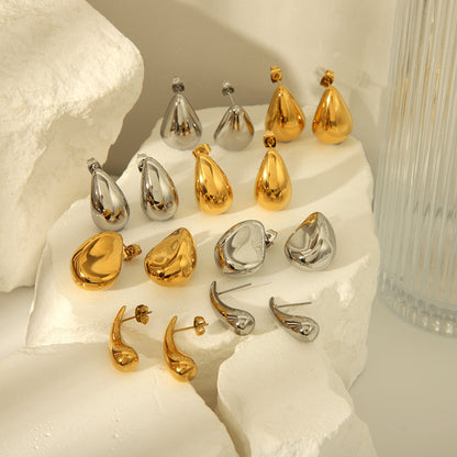 18K Gold High-grade Titanium Steel Simple Women's Ear Studs - HD Wireless Product #2