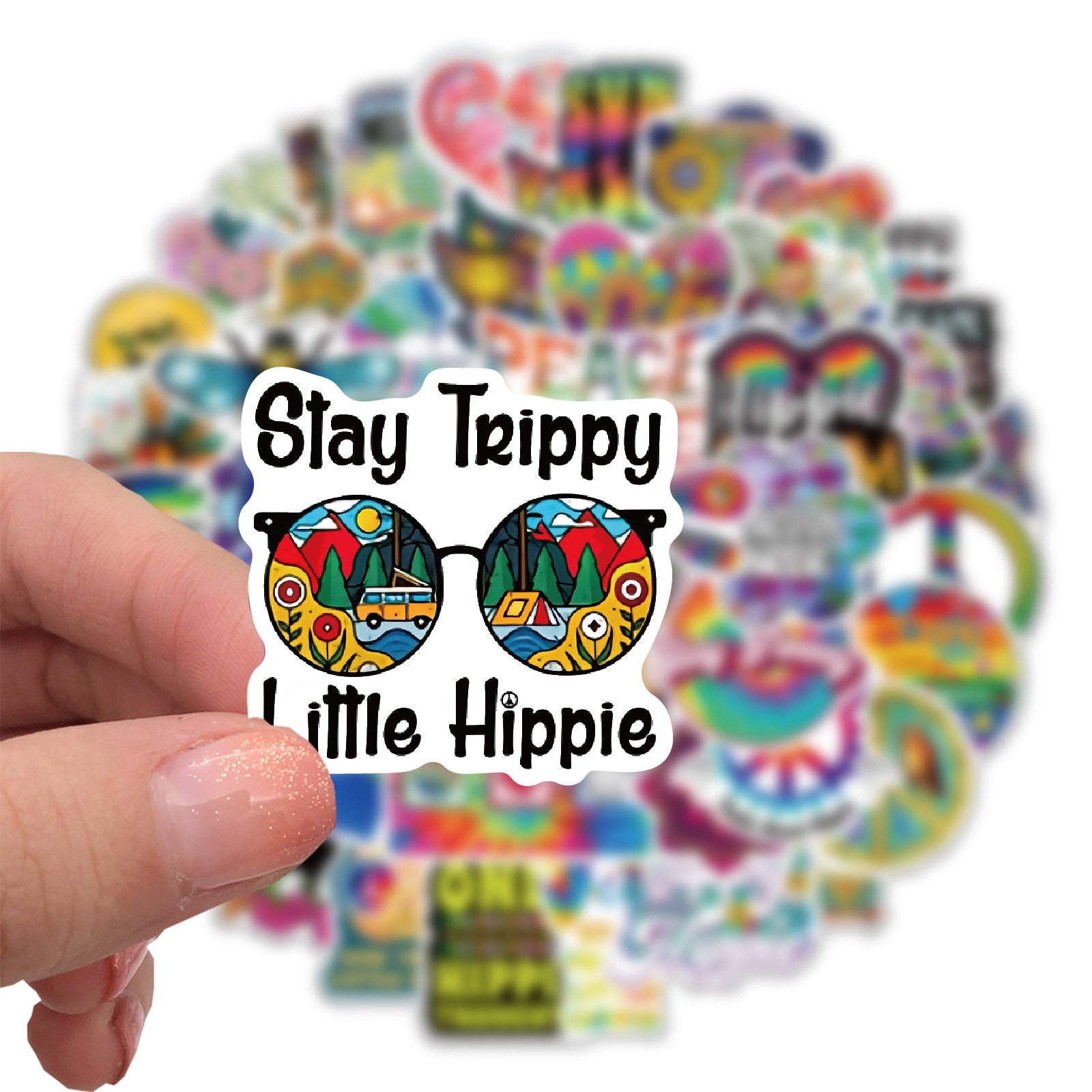 50 Cartoon Hippie Hippie Stickers Personalized Decoration Line - HD Wireless Product #5