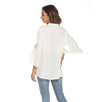 White Long Sleeved Embroidered Women's Top 4ab10815 f9a2 49a2 a0f8 3e794a5115dc