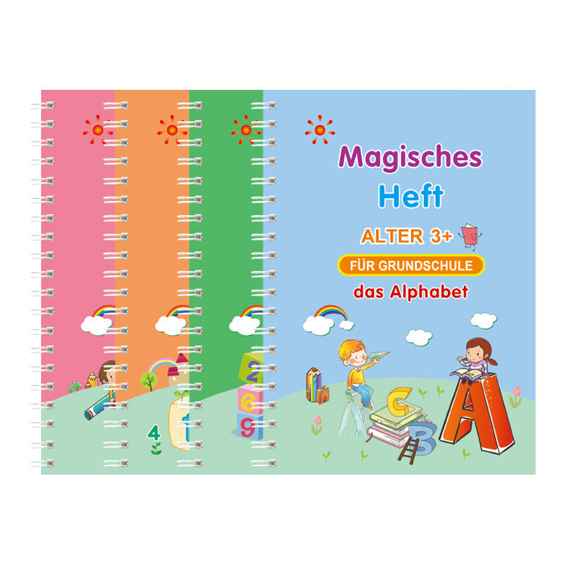 Children's Groove English Calligraphy Practice Board French German Painting Magic English Stickers Copy Control Pen Training Book - 图片 5