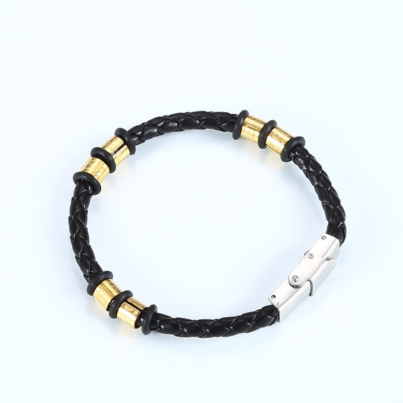 Stainless Steel Woven Leather String Couple Bracelet 4b12abfa 2713 495c bbf1 189c2358c4ba