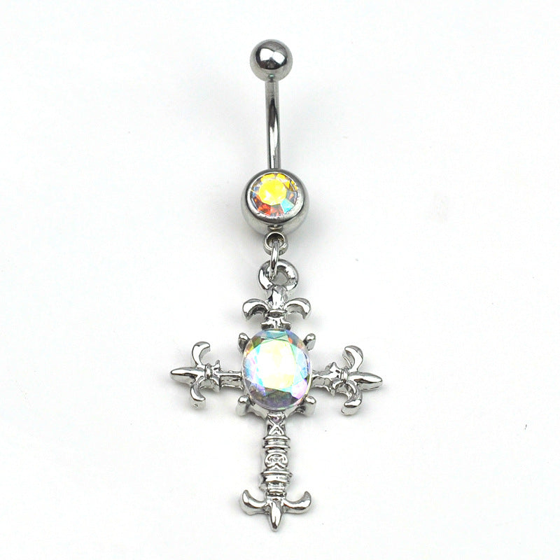 Human Body Puncture Belly Dance Accessories Diamond Cross Navel Stud 4b152a1c c970 4b48 b545 caaceb902be7