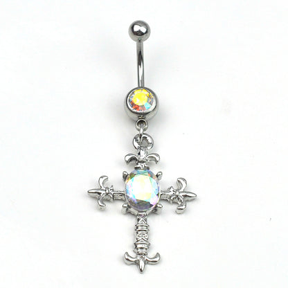 Human Body Puncture Belly Dance Accessories Diamond Cross Navel Stud 4b152a1c c970 4b48 b545 caaceb902be7