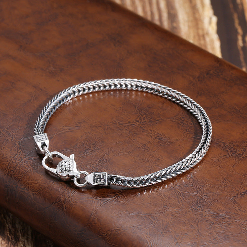 Men And Women 925 Sterling Silver Punk Retro Hip Hop Diamond Jewelry Ornament Bracelet 4b1c2a26 0ff1 45d8 b635 401703f7b68f 0