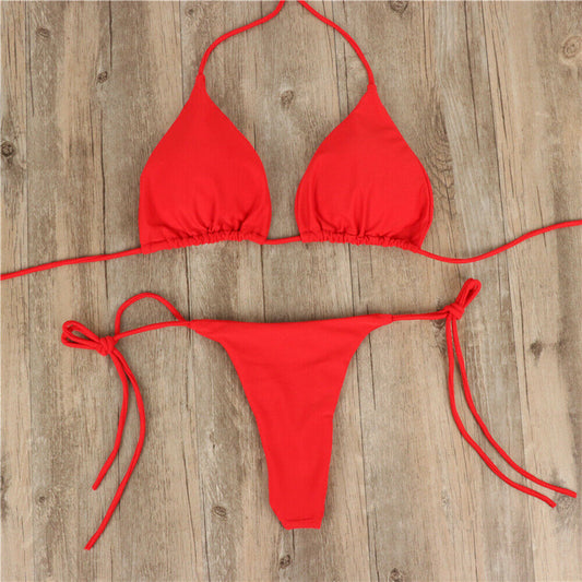 Halter Neck Tie Bikini Ladies Split Tie Swimsuit 4b36ef0b 09e2 4aa0 8d6c 2ce5d6239493