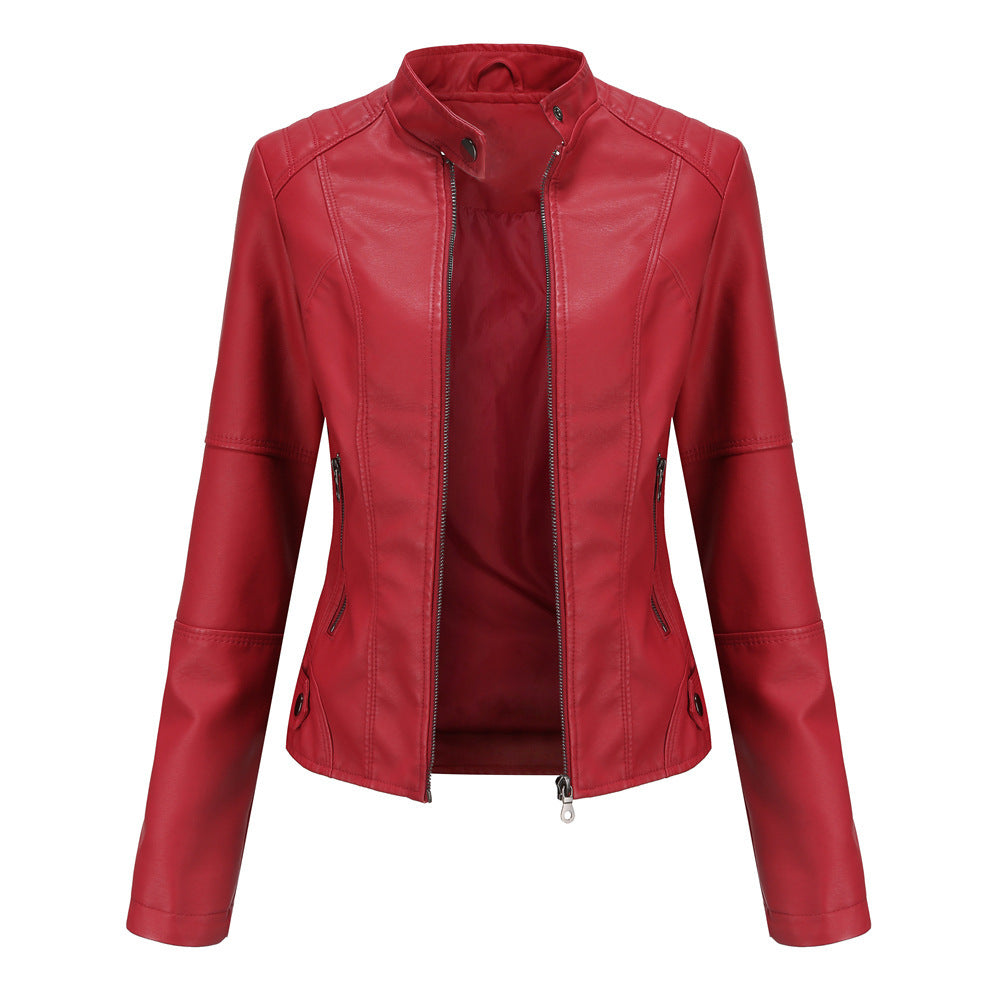 Thin Large Size Leather Clothing With Stand Collar Slim-fit Jacket 4b37cd73 e831 482b 9607 5768c6cedbab