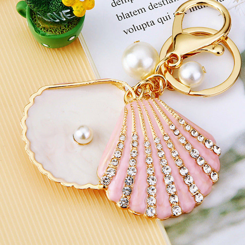 Rhinestone Pearl Shell Car Key Ring 4b4c2a72 716d 4904 a099 2921ce422b0e
