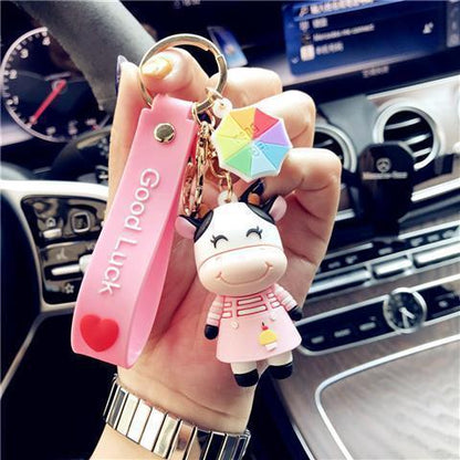 Korean Creative Trending Cute Cow Keychain Girl Heart Cartoon Doll Key Chain Simple Children Gift 4b9cc1d2 c7a2 4449 9faf 473