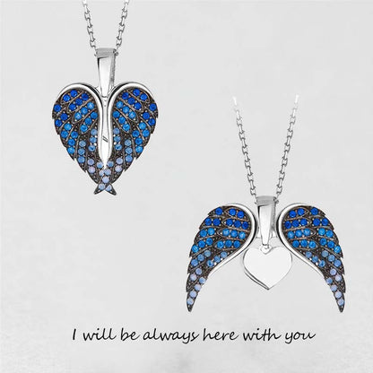 Angel Wings Necklace Ladies Fashion Heart Shaped Zircon Pendant 4be34910 b788 4372 af0d 4b080d9ca8c4