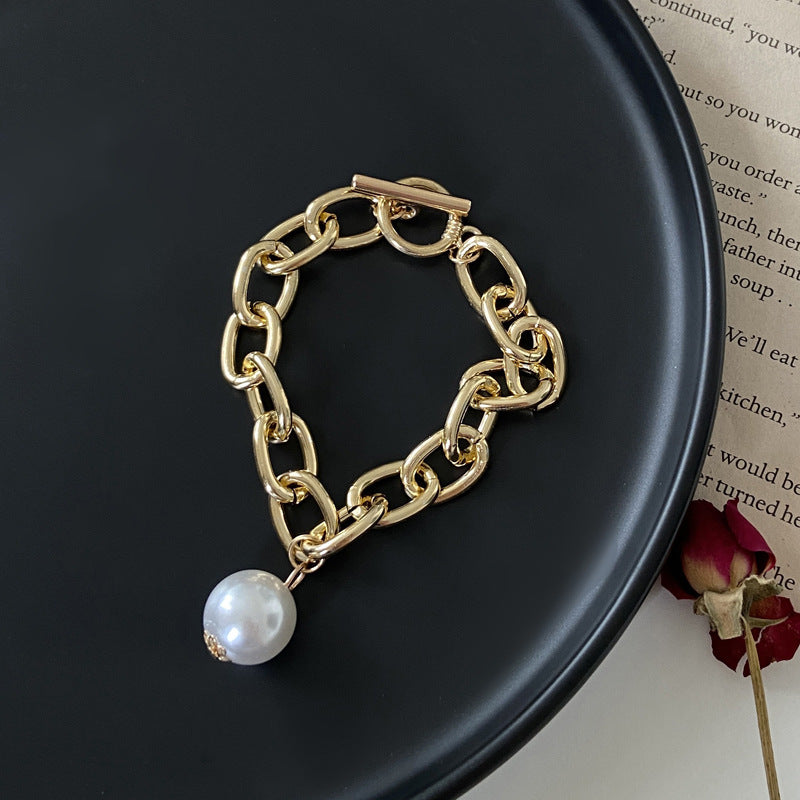 Large Pearl Pendant Bracelet Simple Punk 4bf43abf b7d4 4448 ad38 2b83edc33cde