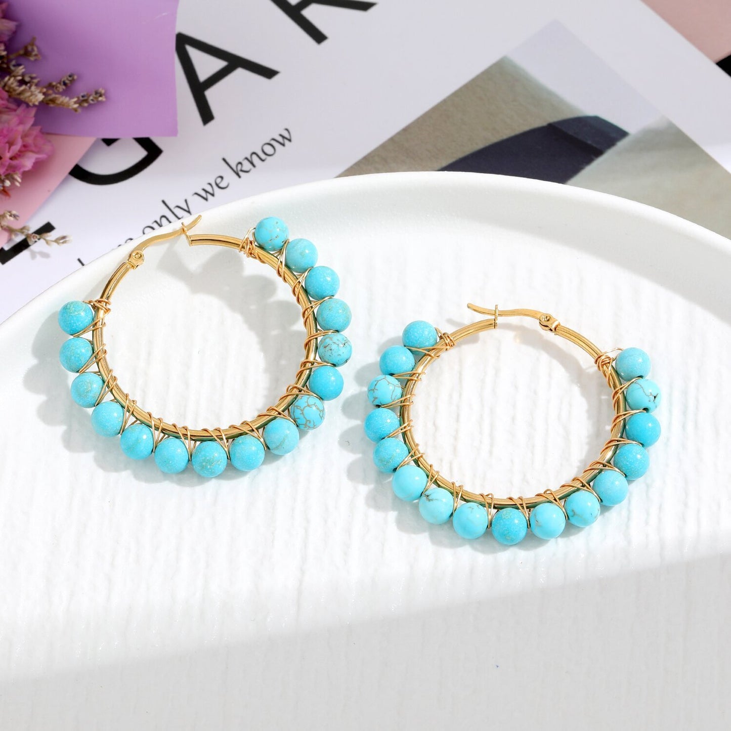 Natural Stone Stainless Steel Winding Earrings 4bfa5fef 62e4 4c28 a89e 9a4b0211bc60