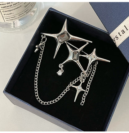 Four Eight-pointed Stars Zircon Chain Brooch For Women 4c00ee47 3843 454e b173 98f3244d6523