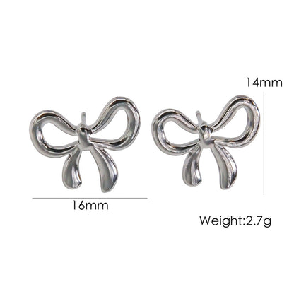Bow Stainless Steel 14K Gold Earrings Necklace 4c0cff92 5aae 4c89 9214 1a0c5bef6fc2
