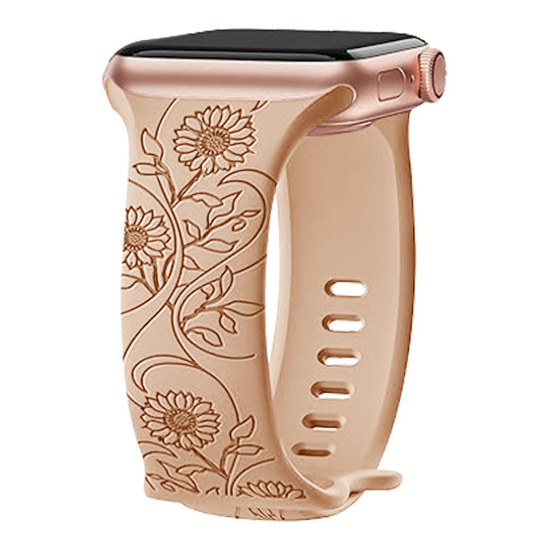 Laser Carved Embossed Brocade Sunflower Silicone Strap 4c439120 e193 41ef 99c7 253a8dc6dd64