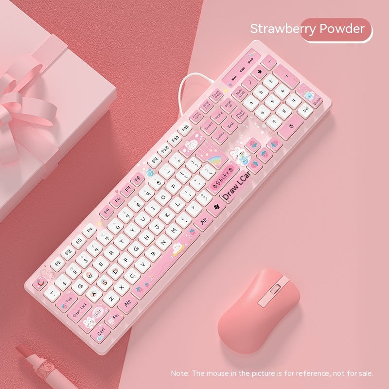 Milk Tea Rabbit Cute Chocolate Wired Keyboard - 图片 6