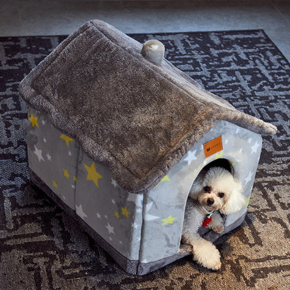 Foldable Dog House Pet Cat Bed Winter Dog Villa Sleep Kennel Removable Nest Warm Enclosed Cave Sofa Pets Supplies 4c574916 a9