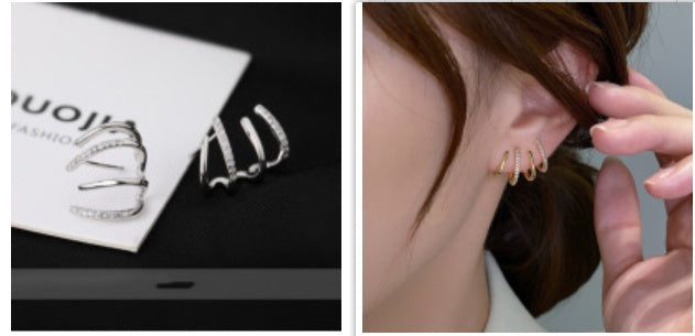 S925 Silver Needle Four-prong Zircon Inlaid Earrings 4c653853 d0dc 45e6 a8f4 505aad7bb14d