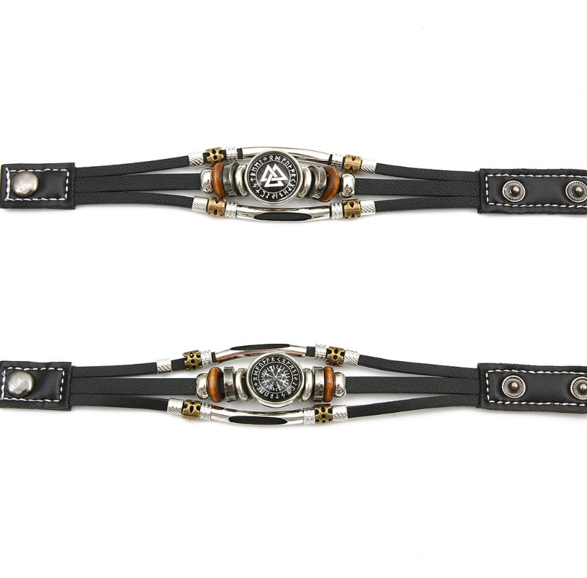 Viking Pirate Compass Pattern Leather Bracelet 4c67a121 b5cd 4930 b5a1 b0d6735ceb85