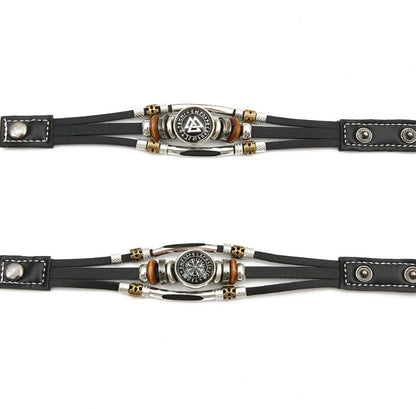 Viking Pirate Compass Pattern Leather Bracelet 4c67a121 b5cd 4930 b5a1 b0d6735ceb85