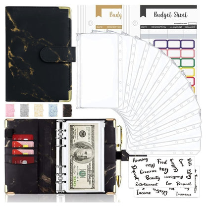 Spot Cross-border A6 Loose-leaf Binder Journal Book Marbling Notebook Leather PU6 Hole Loose Spiral Notebook Cash Budget 4c72