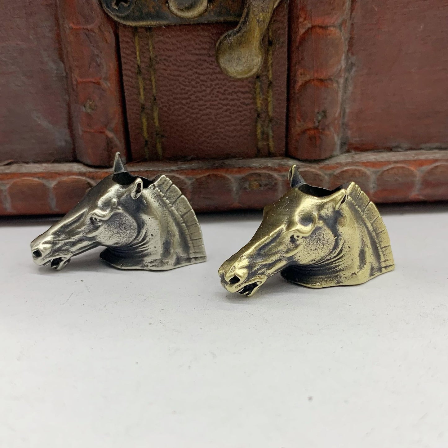 Brass Zodiac Horse Head Pendant White Copper Horse Small Pendant Mongolian Style Personality Parachute Cord Pendant Clothing 