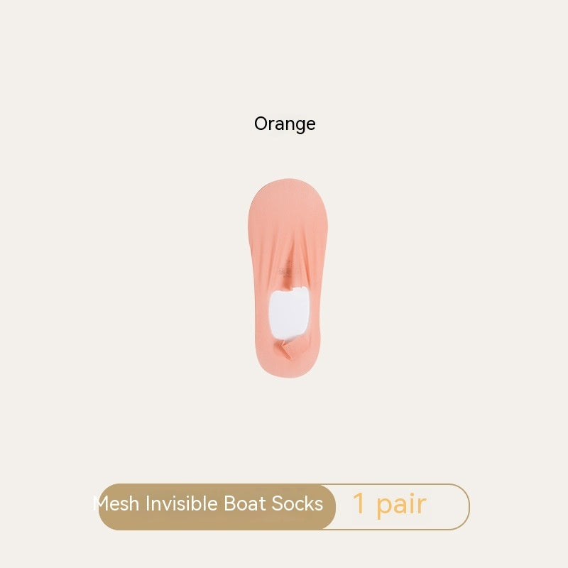Women's Mesh Boat Socks Summer Thin Cotton Bottom Non-slip Tight Ice Silk Arbitrary Cut Women's Low Cut Invisible Socks 4c7ff