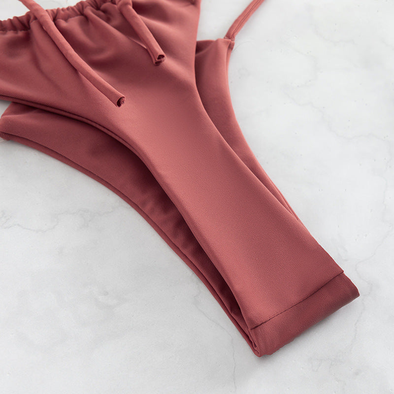 Women's Bikini Swimwear Solid Color Double Layer Fabric Split 4c9d8570 f798 41df 87ea ee84a208dc0b