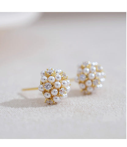 Non-piercing Pearl Rice Ball Ear Studs