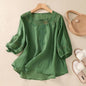 Vintage Cotton And Linen Embroidered Shirt Summer Half Sleeve 4cad007f 95e1 4560 937b e70e1b2e0f07