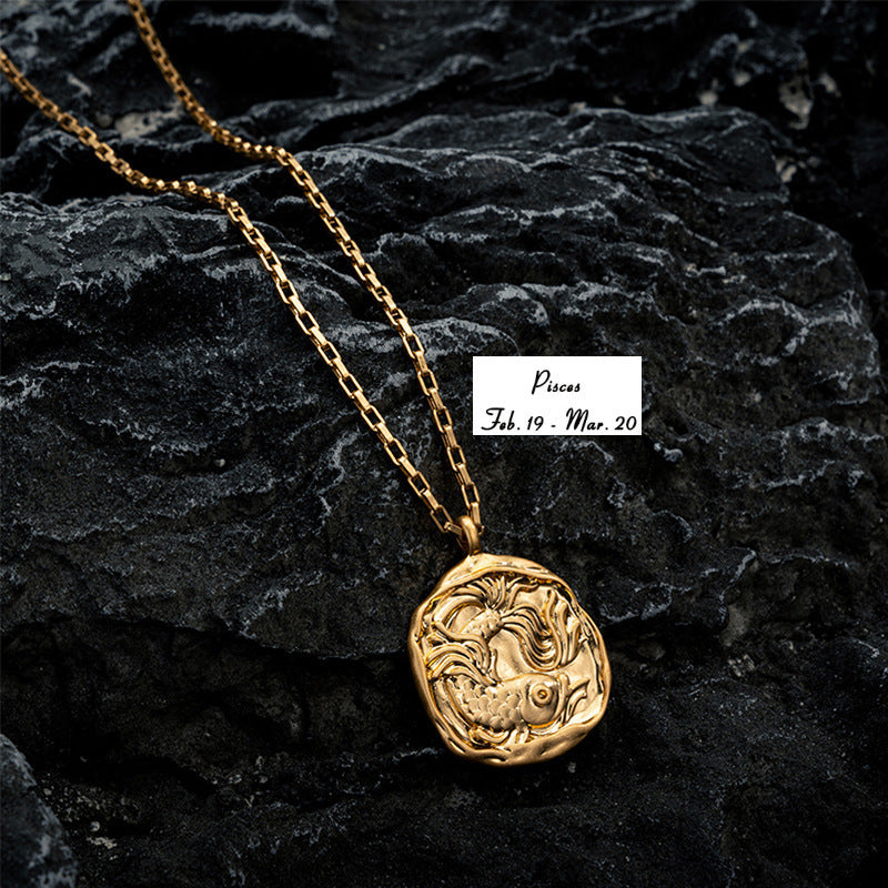 Vacuum Plating 18k Titanium Zodiac Oval Pendant Necklace 4cbd74e7 24a9 4cad a014 404203e2d52d
