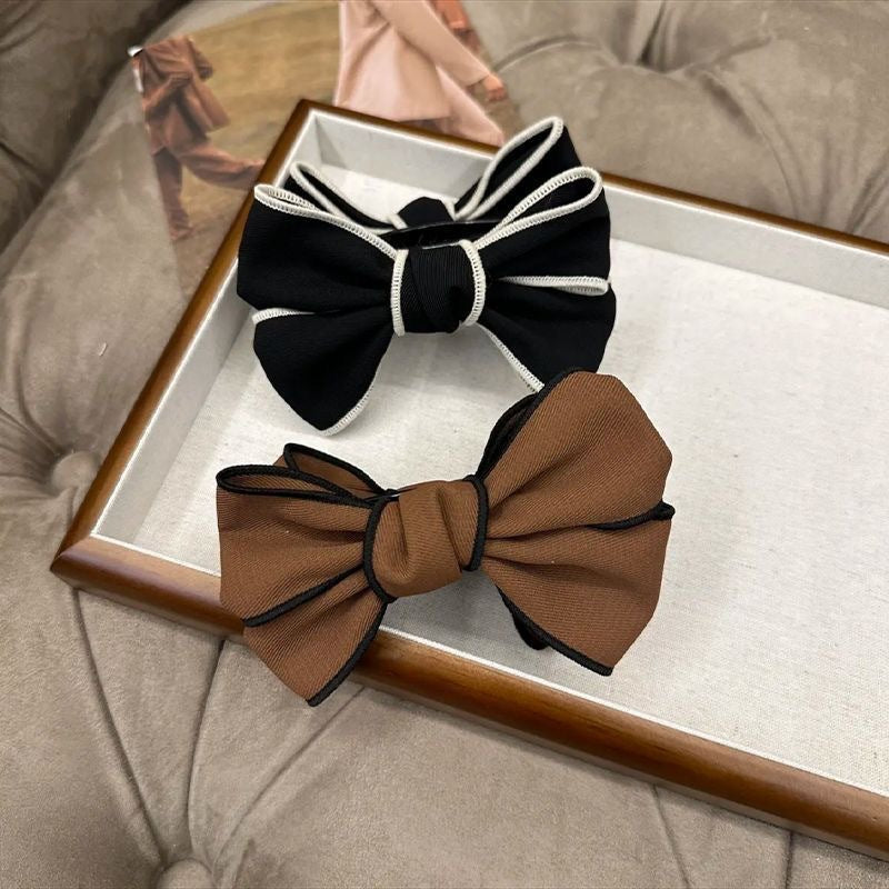 Autumn And Winter Maillard Bun High Ponytail Bow Claw Clip