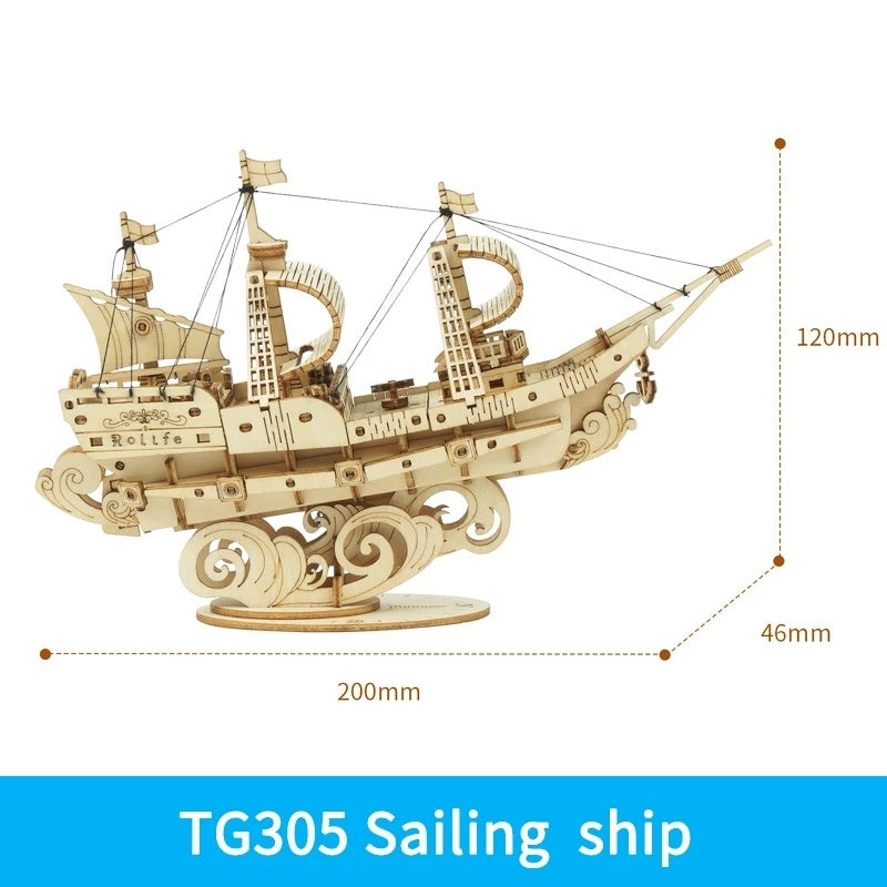 Robotime Boat & Ship Model 3D Wooden Puzzle Games Toys Assembly Kit For Children Kids Girls Birthday Christmas Gift Dropshipp
