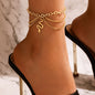 Gold Heart-shaped Chain Foot Ornaments Tassel Snake Pendant Three-layer Anklet For Women 4cf696a3 561d 425e b174 e50d44233632