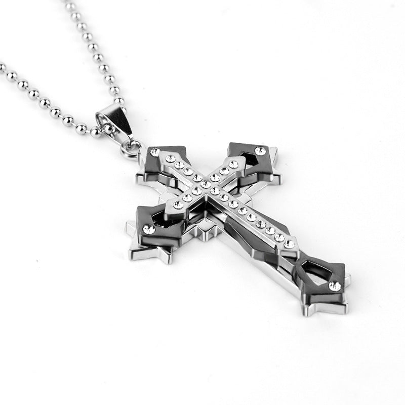 Cross Pendant Silver Gold Black Stainless Steel 4d1f950d 88fc 423e b2bc 237b08c72d9e